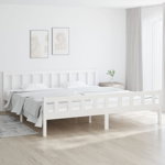 Cadru de pat, alb, 160x200 cm, lemn masiv, Casa Practica