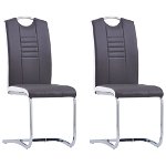 Set scaune de bucatarie consola vidaXL, 2 buc., gri, piele ecologica, 42 x 52 x 100 cm, 10.8 kg