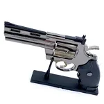 Bricheta pistol anti-vant tip revolver, negru, marime naturala scara 1 la 1, 26 cm, 350 grame, gloante, suport, OEM