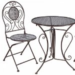 Set masa cu 2 scaune Cloverleaf, metal, maro, GILDE