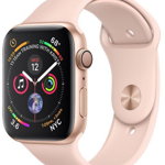 Smartwatch Apple Watch 4, 40mm, LTPO OLED Retina Display, GPS, Bluetooth, Wi-Fi, Bratara Sport Roz, Carcasa aluminiu, Rezistent la apa si praf (Gold)