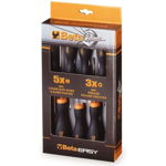 BETA Tools Beta 1203 /D8P 8 Screwdrivers in Hanging Pack, Black/Orange