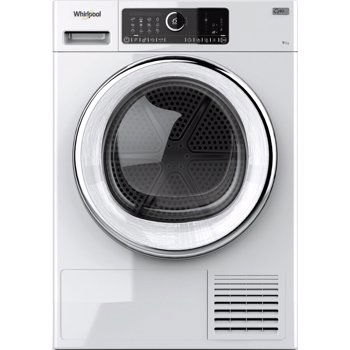 Uscator de rufe Whirlpool Supreme Care STU92XEU, Pompa de caldura, 9 kg, Clasa A++, Motor Inverter, 6th Sense, Display digital, Alb