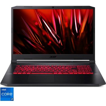 Laptop Gaming Acer Nitro 5 AN517-54 cu procesor Intel® Core™ i7-11800H pana la 4.60 GHz, 17.3" Full HD, IPS, 144Hz, 32GB, 512GB SSD, NVIDIA® GeForce RTX™ 3060 6GB, No OS, Black