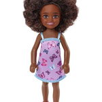 Barbie papusa chelsea roscata cu rochita cu flori
