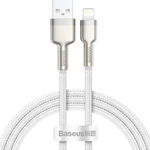 Cablu alimentare si date Baseus, Cafule Metal, Fast Charging, USB la tip Lightning 2.4A braided, 1 m, Alb