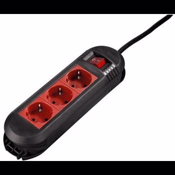 Prelungitor Hama 47883, 3 pize, 1.5 m (Negru/Rosu)