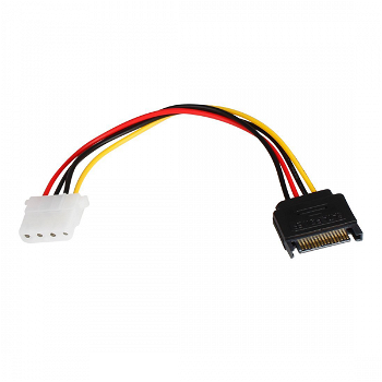 Cablu adaptor alimentare SATA 15 pini tata la HDD IDE MOLEX 4 pini mama 20cm, PLS