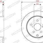 Set discuri frana spate Toyota Mirai Prius Plus 1.8H Electric 05.11 Dreapta Stanga diametru 290mm grosime 12mm 2 bucati 5 gauri, FERODO
