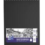 Caiet pentru schite A4, OXFORD Sketchbook, 96 file-100g/mp, coperta carton rigida - negru, Oxford