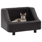 Canapea pentru câini, negru, 67 x 52 x 40 cm, piele ecologică