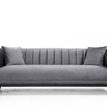 Canapea Fixa cu 3 Locuri Trendy, Gri Inchis, 225 x 89 x 79 cm, Hilena
