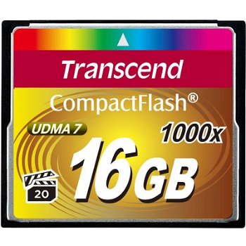 Compact Flash 1000x 16GB, Transcend