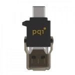 PQI Cititor de carduri microSD + adaptor USB / USB 3.1 tip-C, Connect 312, negru