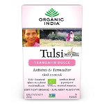 Ceai Tulsi Trandafir Dulce Antistres & Fermecator, 18 plicuri, Organic India, Organic India