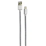 Cablu date Grixx GRCA8PINFMC103, USB Apple MFI, cablu impletit, 3 m (Gri/Alb), Grixx