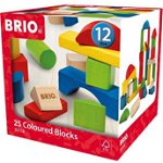 Set cuburi Brio - Blocuri colorate, din lemn, 25 piese