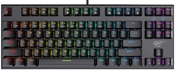 Tastatura gaming mecanica Havit Gamenote KB857L cu fir de 1.5m, conexiune USB, iluminat RGB, Negru