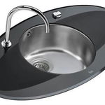 Chiuveta Teka i-Sink 95 DX + baterie cu Touch control inox si sticla neagra