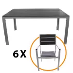 Set masa cu 6 scaune, pentru gradina, metal + plastic, Inovius