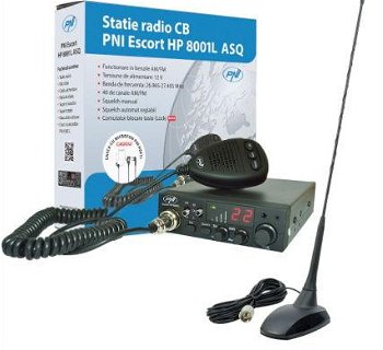 Kit Statie radio CB PNI ESCORT HP 8001L ASQ + Antena CB PNI Extra 48 cu magnet
