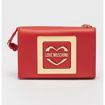 Love Moschino, Geanta crossbody din piele ecologica cu logo contrastant, Rosu