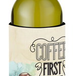 Caroline`s Treasures Cafea Primul semn sticla de vin Beverge Izolator Hugger Mltcl Wine Bottle, 