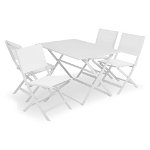 Set 4 scaune si masa dreptunghiulara pliabile BREEZE alb, Maison