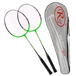 Set Rachete Badminton Aluminiu RCO®, 2 bucati culoare negru/verde, Husa Cover Total, 3 fluturasi din naylon, NB1005A