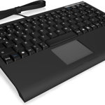 Mini tastatura IcyBox KeySonic, smart touchpad, USB 2.0, Neagra, Icy Box