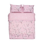 Lenjerie de pat pentru 2 persoane Pink Cherry bumbac 100%, 132TC, 4 piese, king size