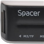CARD READER extern SPACER interfata USB 2.0 citeste/scrie SD microSD XS SM plastic negru SPCR-658, Spacer