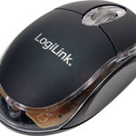 Mouse LogiLink ID0010, Optic, USB, cu fir, 800 DPI, 3 butoane, Negru-Transparent, LogiLink