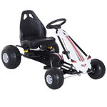 Go-Kart cu Pedale pentru Copii 3-6 ani, scaun reglabil, cu frana si ambreiaj, Plastic si Fier Alb si Negru HOMCOM | Aosom RO, HOMCOM