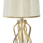 Lampa de masa GLAM, Metal Panza, Auriu Crem, 30X52 cm