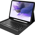 Husa cu tastatura pentru tablete, Strado, Compatibil cu Samsung Galaxy Tab S8 Ultra X900/ X905, Piele ecologica, Bluetooth, Negru