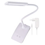 Lampa de birou alba Eddy, 6W LED alb cald/neutru/rece, dimmer si brat flexibil, alimentare USB, 30.000 h, Emos Z7599W