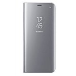 Husa Tip Carte Mirror Upzz Samsung Galaxy A40 Silver Cu Folie Sticla 9h Inclusa In Pachet