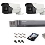 Sistem de supraveghere Hikvision Turbo HD, 4K / 8,3 Mp, 3 camere IR 60 m, Hikvision
