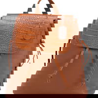 Anna Morellini, Rucsac de piele cu segment cu model piele de crocodil Amedea, Maro scortisoara