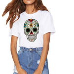 Tricou dama alb - Sugar Skull Colorful, THEICONIC