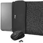 Husa laptop Trust Yvo Sleeve 23440, 15.6", reversibila, Mouse Wireless inclus (Negru)