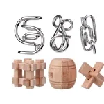 Set puzzle Brain Twister 6 jocuri din Metal si lemn, pentru copii si adolescenti, 389CUB-1, BV