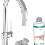 Baterie bucatarie Hansgrohe Aqittura M91 210 cu 3 cai si sistem filtrare dus extractibil 1 jet si sBox crom, Hansgrohe