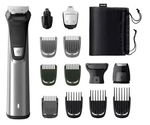 Aparat de tuns barba si parul 16 in 1 Philips Multigroom MG7736/15, lame metalice cu auto-ascutire, 9 piepteni, rezistent la dus, husa, Negru / Argintiu