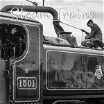 Steam Trains - Black & White - 2024 Square Wall Calendar, 