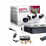 Sistem supraveghere CCTV kit DVR 4 camere exterior/interior, cu HDMI, internet, infrarosu, optiune vizionare de pe Smartphone, Logistic Design