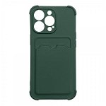 Husa Spate Upzz Woz Card Armor Compatibila Cu iPhone 13 Mini, Colturi Intarite, Suport Card, Protectie La Camera, Verde, Upzz