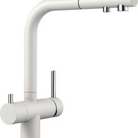 Baterie bucatarie Blanco Fontas-S II cu 3 cai  dus extractibil  alb, Blanco