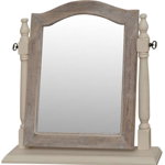 Oglindă de masă Cleopatra, 55x55x13 cm, lemn de plop/ mdf/ metal, crem/ maro deschis